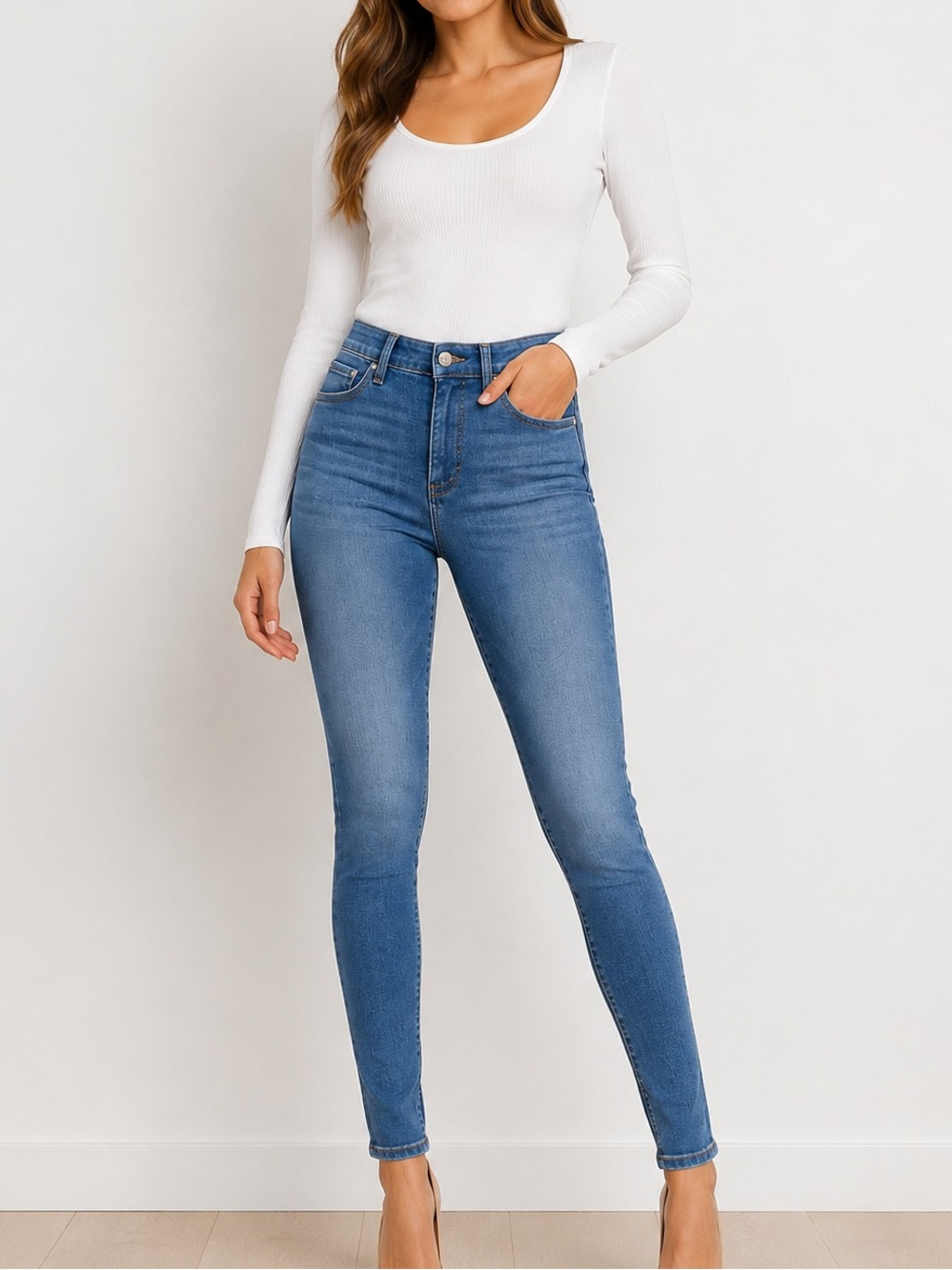WHBM White House Black Market Cashmere Denim High Rise Skinny Jeans 0 Long NWT
